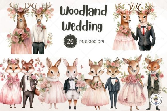 Charming Woodland Wedding Clipart for Your Projects