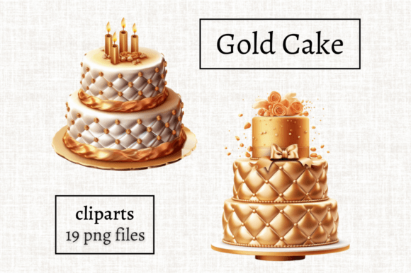 Elevate Your Designs: The Gold Wedding Cake Clipart Bundle