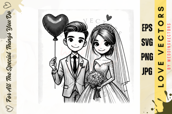 Elevate Your Designs with Wedding Couple and Love Vectors - C3689