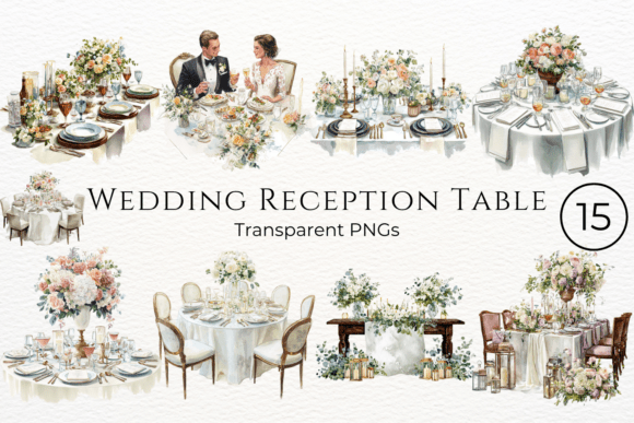 Elevate Your Designs with Wedding Reception Table Clipart