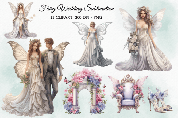 Enchant Your Designs with Fairy Wedding Clipart Sublimation PNG