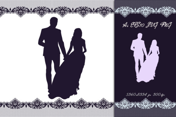 The Wedding Couple Leaves: Silhouette Vector Magic