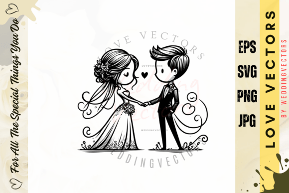 Timeless Romance: The Art of Wedding Couple and Love Vectors - C3714