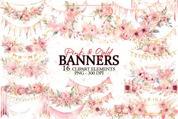 Wedding Banner Pink and Gold Sublimation: Crafting Elegance