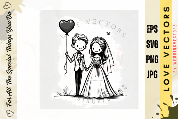 Wedding Couple and Love Vectors - C3665: A Watercolor Dream