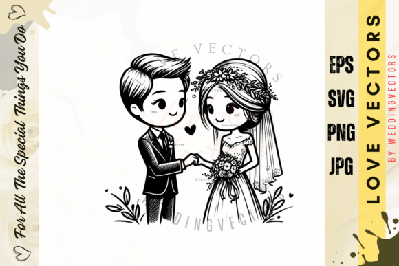 Wedding Couple and Love Vectors - C3672: Modern Romance in Design