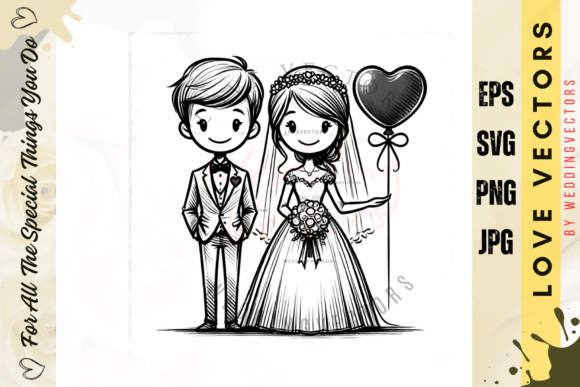 Wedding Couple and Love Vectors: C3701 Collection