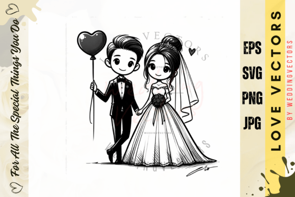 Wedding Couple and Love Vectors - C3715: Your Design Ally