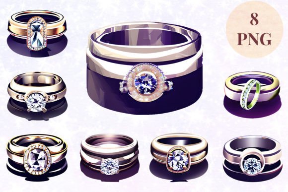 Wedding Ring 58 Clipart PNG: Versatile AI-Generated Design Assets